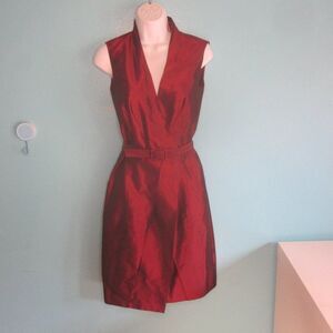 PAUW Amsterdam Womens Burgundy Red Silk Dress Size 1 / Small Knee Length Wrap